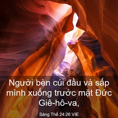 Picture 03 - Sáng Thế 24:26 VIE - Người bèn cúi đầu và sấp mình xuống - Bible Verse Picture