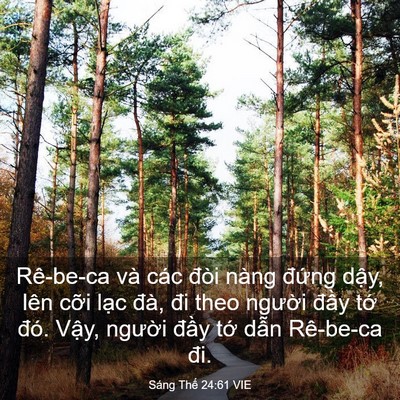 Picture 03 - Sáng Thế 24:61 VIE - Rê-be-ca và các đòi nàng đứng dậy, - Bible Verse Picture