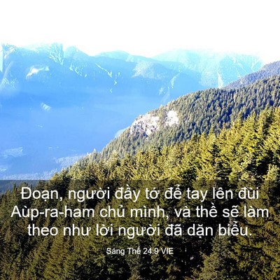 Picture 03 - Sáng Thế 24:9 VIE - Đoạn, người đầy tớ để tay lên - Bible Verse Picture
