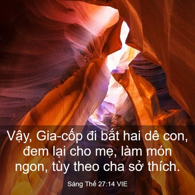 Picture 03 - Sáng Thế 27:14 VIE - Vậy, Gia-cốp đi bắt hai dê con, đem - Bible Verse Picture