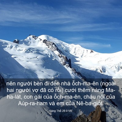 Picture 03 - Sáng Thế 28:9 VIE - nên người bèn đi đến nhà ỗch-ma-ên - Bible Verse Picture