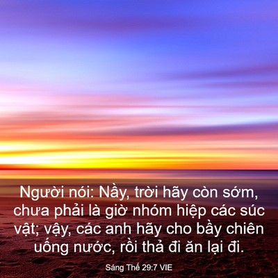 Picture 03 - Sáng Thế 29:7 VIE - Người nói: Nầy, trời hãy còn sớm, - Bible Verse Picture