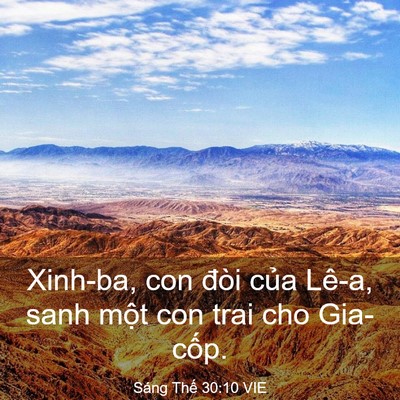 Picture 03 - Sáng Thế 30:10 VIE - Xinh-ba, con đòi của Lê-a, sanh một con - Bible Verse Picture