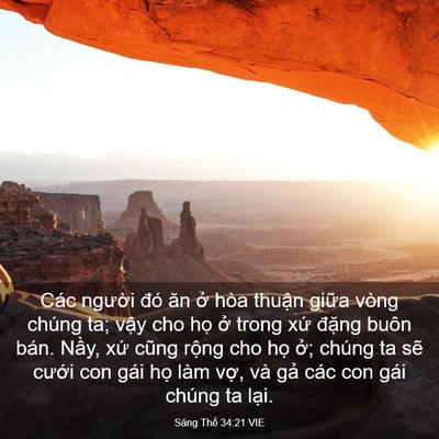 Picture 03 - Sáng Thế 34:21 VIE - Các người đó ăn ở hòa thuận giữa - Bible Verse Picture