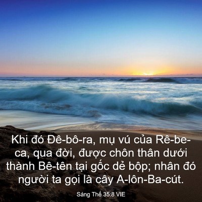 Picture 03 - Sáng Thế 35:8 VIE - Khi đó Đê-bô-ra, mụ vú của Rê-be-ca, - Bible Verse Picture
