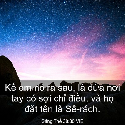 Picture 03 - Sáng Thế 38:30 VIE - Kế em nó ra sau, là đứa nơi tay có sợi - Bible Verse Picture