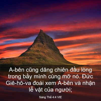 Picture 03 - Sáng Thế 4:4 VIE - A-bên cũng dâng chiên đầu lòng trong - Bible Verse Picture