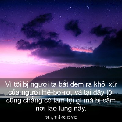 Picture 03 - Sáng Thế 40:15 VIE - Vì tôi bị người ta bắt đem ra khỏi - Bible Verse Picture