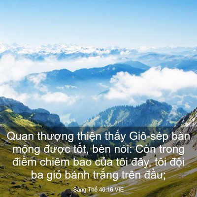 Picture 03 - Sáng Thế 40:16 VIE - Quan thượng thiện thấy Giô-sép bàn - Bible Verse Picture