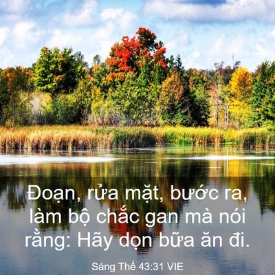 Picture 03 - Sáng Thế 43:31 VIE - Đoạn, rửa mặt, bước ra, làm bộ - Bible Verse Picture