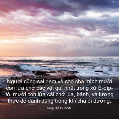Picture 03 - Sáng Thế 45:23 VIE - Người cũng sai đem về cho cha mình - Bible Verse Picture