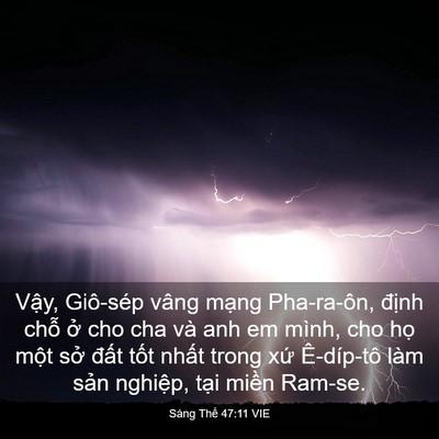 Picture 03 - Sáng Thế 47:11 VIE - Vậy, Giô-sép vâng mạng Pha-ra-ôn, định - Bible Verse Picture