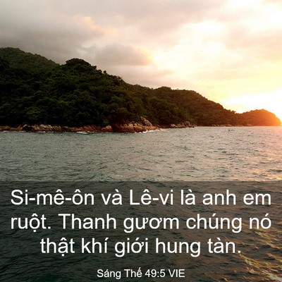 Picture 03 - Sáng Thế 49:5 VIE - Si-mê-ôn và Lê-vi là anh em ruột. Thanh - Bible Verse Picture