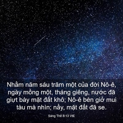 Picture 03 - Sáng Thế 8:13 VIE - Nhằm năm sáu trăm một của đời Nô-ê, - Bible Verse Picture