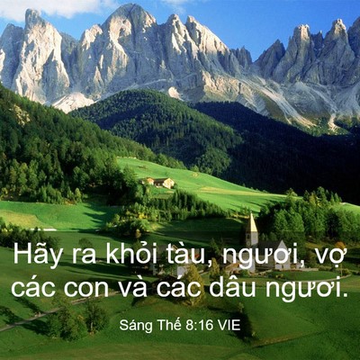 Picture 03 - Sáng Thế 8:16 VIE - Hãy ra khỏi tàu, ngươi, vợ các con và - Bible Verse Picture