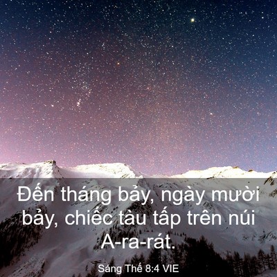 Picture 03 - Sáng Thế 8:4 VIE - Đến tháng bảy, ngày mười bảy, chiếc - Bible Verse Picture