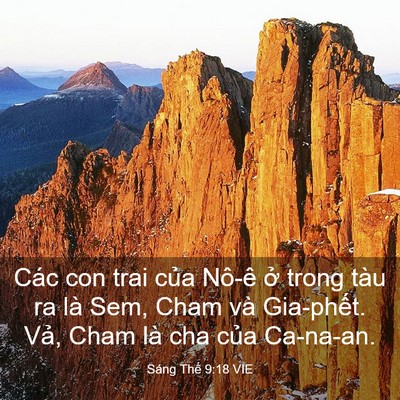 Picture 03 - Sáng Thế 9:18 VIE - Các con trai của Nô-ê ở trong tàu ra là - Bible Verse Picture
