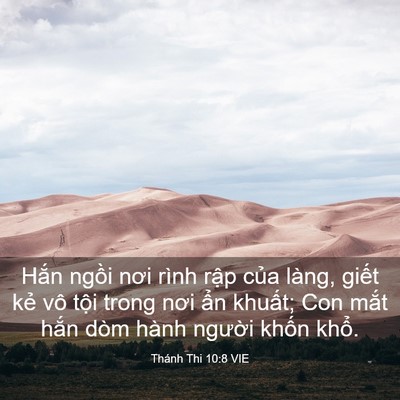 Picture 03 - Thánh Thi 10:8 VIE - Hắn ngồi nơi rình rập của làng, giết - Bible Verse Picture