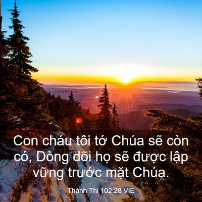 Picture 03 - Thánh Thi 102:28 VIE - Con cháu tôi tớ Chúa sẽ còn có, Dòng - Bible Verse Picture