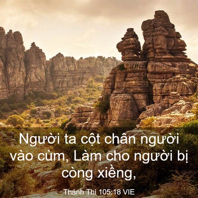 Picture 03 - Thánh Thi 105:18 VIE - Người ta cột chân người vào cùm, Làm - Bible Verse Picture