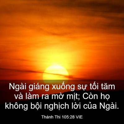 Picture 03 - Thánh Thi 105:28 VIE - Ngài giáng xuống sự tối tăm và làm ra - Bible Verse Picture