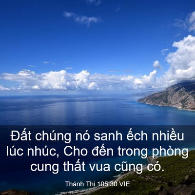 Picture 03 - Thánh Thi 105:30 VIE - Đất chúng nó sanh ếch nhiều lúc nhúc, - Bible Verse Picture