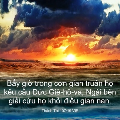 Picture 03 - Thánh Thi 107:19 VIE - Bấy giờ trong cơn gian truân họ kêu - Bible Verse Picture