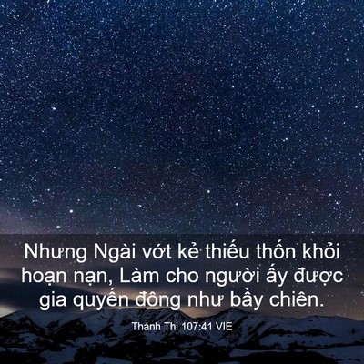 Picture 03 - Thánh Thi 107:41 VIE - Nhưng Ngài vớt kẻ thiếu thốn khỏi - Bible Verse Picture