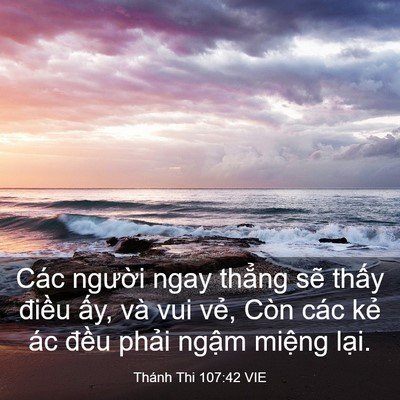 Picture 03 - Thánh Thi 107:42 VIE - Các người ngay thẳng sẽ thấy điều - Bible Verse Picture