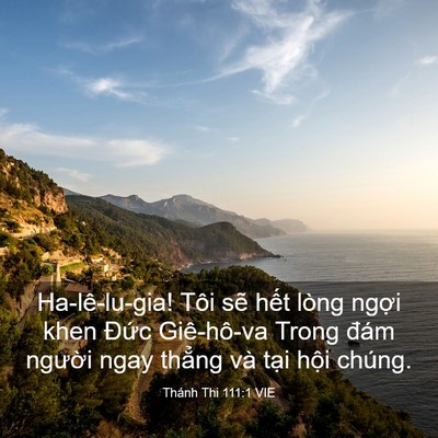 Picture 03 - Thánh Thi 111:1 VIE - Ha-lê-lu-gia! Tôi sẽ hết lòng ngợi khen - Bible Verse Picture