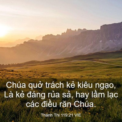 Picture 03 - Thánh Thi 119:21 VIE - Chúa quở trách kẻ kiêu ngạo, Là kẻ - Bible Verse Picture