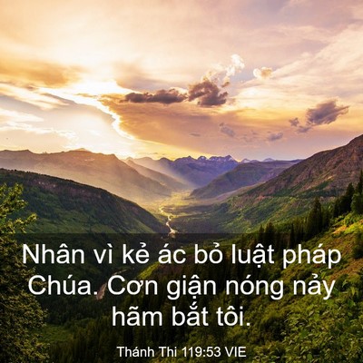 Picture 03 - Thánh Thi 119:53 VIE - Nhân vì kẻ ác bỏ luật pháp Chúa. Cơn - Bible Verse Picture