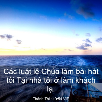 Picture 03 - Thánh Thi 119:54 VIE - Các luật lệ Chúa làm bài hát tôi Tại - Bible Verse Picture