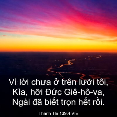Picture 03 - Thánh Thi 139:4 VIE - Vì lời chưa ở trên lưỡi tôi, Kìa, - Bible Verse Picture