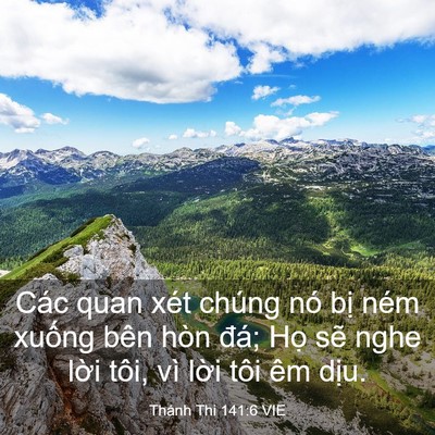Picture 03 - Thánh Thi 141:6 VIE - Các quan xét chúng nó bị ném xuống bên - Bible Verse Picture