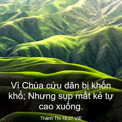 Picture 03 - Thánh Thi 18:27 VIE - Vì Chúa cứu dân bị khốn khổ; Nhưng - Bible Verse Picture