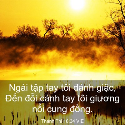 Picture 03 - Thánh Thi 18:34 VIE - Ngài tập tay tôi đánh giặc, Đến đỗi - Bible Verse Picture