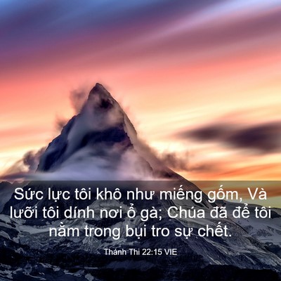 Picture 03 - Thánh Thi 22:15 VIE - Sức lực tôi khô như miếng gốm, Và - Bible Verse Picture