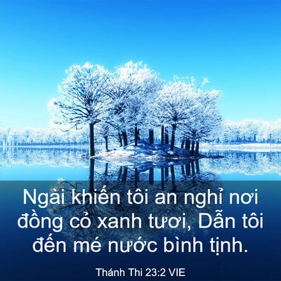 Picture 03 - Thánh Thi 23:2 VIE - Ngài khiến tôi an nghỉ nơi đồng cỏ - Bible Verse Picture