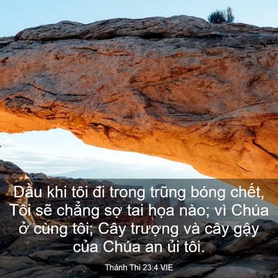 Picture 03 - Thánh Thi 23:4 VIE - Dầu khi tôi đi trong trũng bóng chết, - Bible Verse Picture