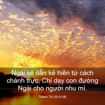 Picture 03 - Thánh Thi 25:9 VIE - Ngài sẽ dẫn kẻ hiền từ cách chánh - Bible Verse Picture