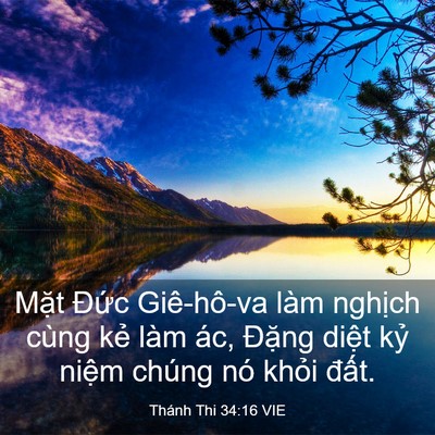 Picture 03 - Thánh Thi 34:16 VIE - Mặt Đức Giê-hô-va làm nghịch cùng kẻ - Bible Verse Picture