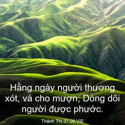 Picture 03 - Thánh Thi 37:26 VIE - Hằng ngày người thương xót, và cho - Bible Verse Picture