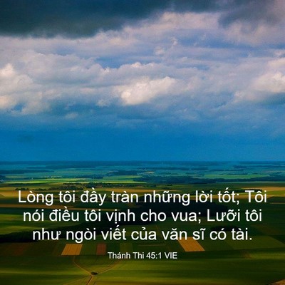 Picture 03 - Thánh Thi 45:1 VIE - Lòng tôi đầy tràn những lời tốt; Tôi - Bible Verse Picture