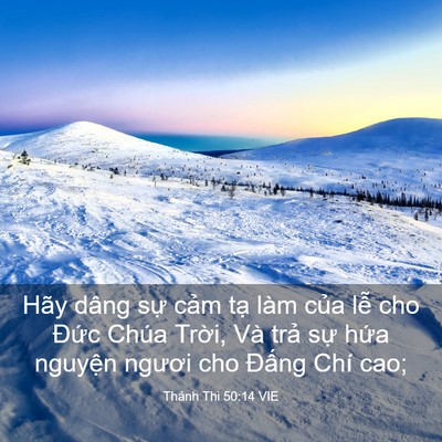 Picture 03 - Thánh Thi 50:14 VIE - Hãy dâng sự cảm tạ làm của lễ cho - Bible Verse Picture