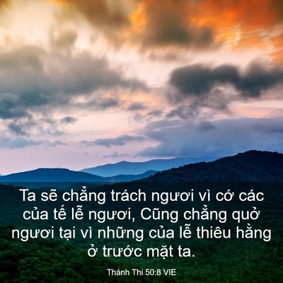Picture 03 - Thánh Thi 50:8 VIE - Ta sẽ chẳng trách ngươi vì cớ các - Bible Verse Picture