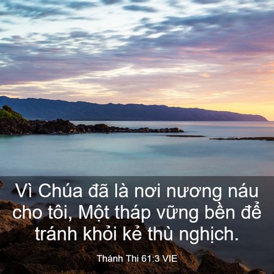 Picture 03 - Thánh Thi 61:3 VIE - Vì Chúa đã là nơi nương náu cho tôi, - Bible Verse Picture