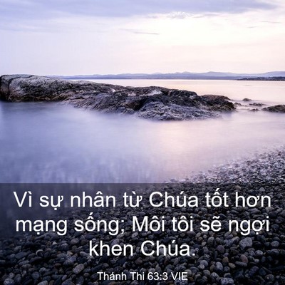 Picture 03 - Thánh Thi 63:3 VIE - Vì sự nhân từ Chúa tốt hơn mạng - Bible Verse Picture
