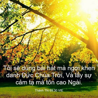 Picture 03 - Thánh Thi 69:30 VIE - Tôi sẽ dùng bài hát mà ngợi khen danh - Bible Verse Picture
