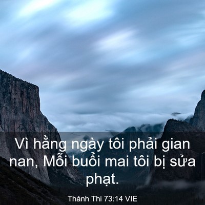 Picture 03 - Thánh Thi 73:14 VIE - Vì hằng ngày tôi phải gian nan, Mỗi - Bible Verse Picture